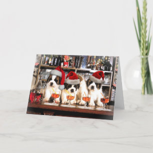 Cartes Pour Fêtes Annuelles Trois Noël St Bernard à la barre
