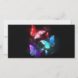 Cartes Pour Fêtes Annuelles Trois papillons brillants sur l'arrière - plan de 