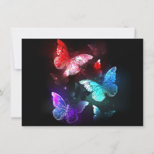Cartes Pour Fêtes Annuelles Trois papillons brillants sur l'arrière - plan de 