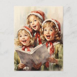 Cartes Pour Fêtes Annuelles Trois Petites Filles Chantant