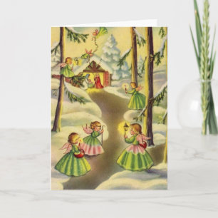 Cartes Pour Fêtes Annuelles Trois petits anges de Noël vintage