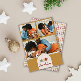 Cartes Pour Fêtes Annuelles Trois Photo Personnalisé Moderne Coloré Joyeux Noë