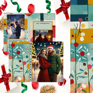 Cartes Pour Fêtes Annuelles Trois photos de la surface de Noël