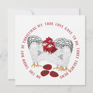 Cartes Pour Fêtes Annuelles Trois poules françaises Cantique de Noël 12 jours