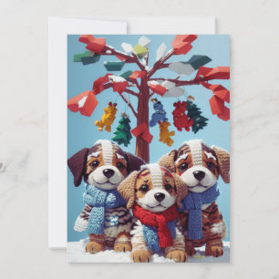 Cartes Pour Fêtes Annuelles Trois Poupées De Marionnettes Mignonnes : Voeux Ad