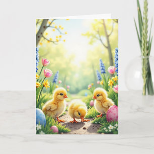 Cartes Pour Fêtes Annuelles Trois poussins de Pâques
