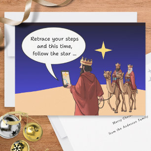 Cartes Pour Fêtes Annuelles Trois Rois Satnav Étoile Drôle de Noël