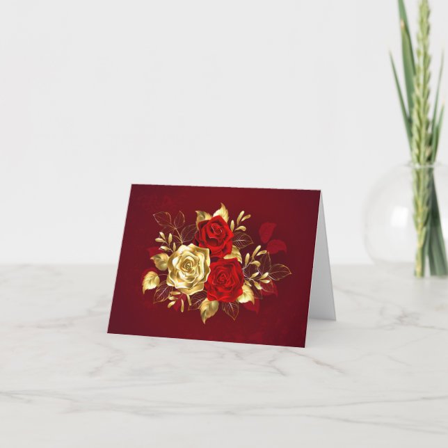 Cartes Pour Fêtes Annuelles Trois Roses de bijoux (Devant)