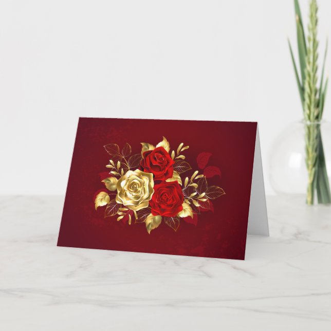 Cartes Pour Fêtes Annuelles Trois Roses de bijoux (Devant)
