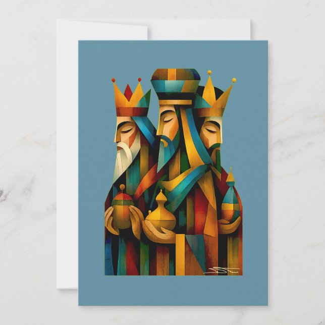 Cartes Pour Fêtes Annuelles Trois Sages Hommes Art de Nativité Abstrait (Devant)