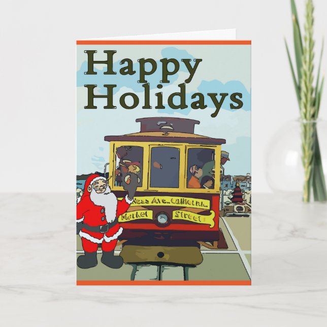 Cartes Pour Fêtes Annuelles Trolley Car, San Francisco, Christmas (Devant)