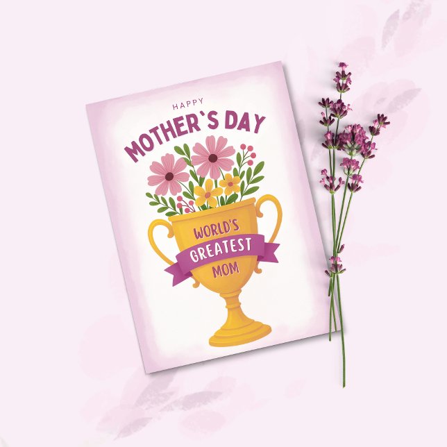 Cartes Pour Fêtes Annuelles Trophée Floral Fête des Mères Violet (Créateur téléchargé)