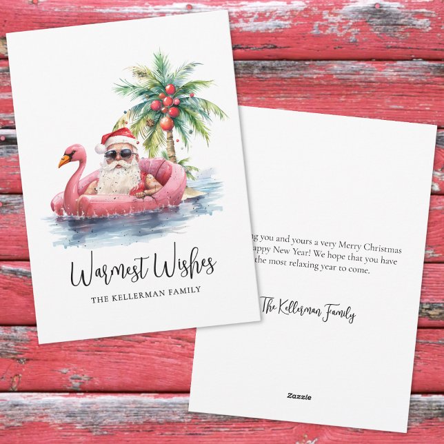 Cartes Pour Fêtes Annuelles Tropical Beach (Santa Claus Tropical Beach Christmas Holiday Card)