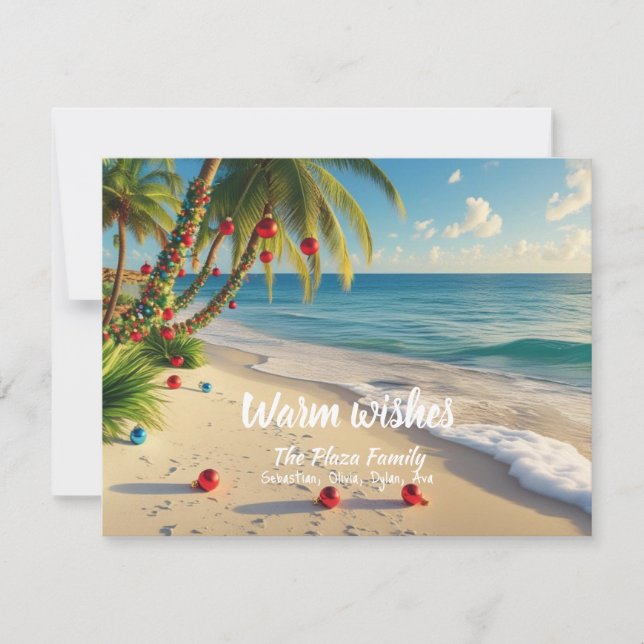Cartes Pour Fêtes Annuelles Tropical Beach Christmas Card – Custom Family card (Devant)