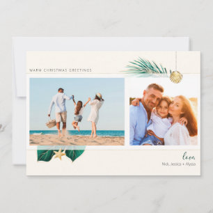 Cartes Pour Fêtes Annuelles Tropical Beach Green Gold Green 2-Photo