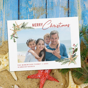 Cartes Pour Fêtes Annuelles Tropical Beach Starfish Noël Photo