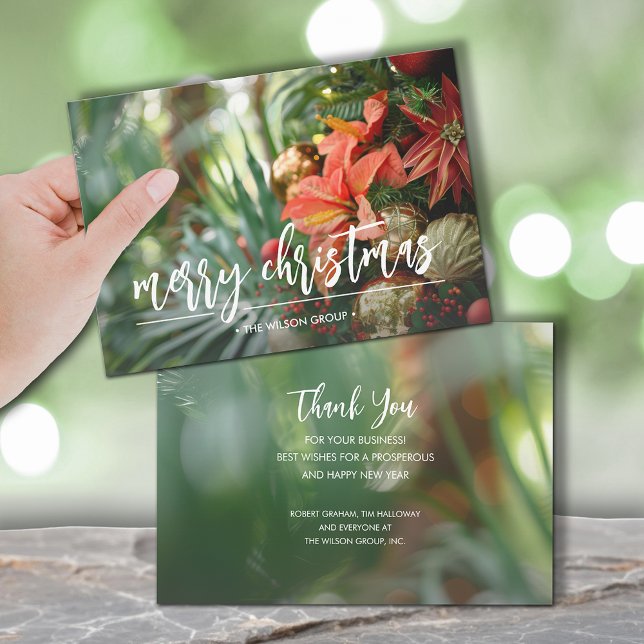 Cartes Pour Fêtes Annuelles Tropical Christmas Business (Tropical palms and poinsettias Christmas business greeting cards, PRINTED and/or INSTANT DOWNLOAD)