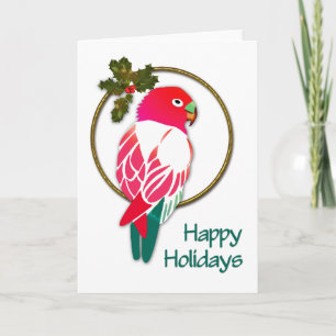 Cartes Pour Fêtes Annuelles Tropical Christmas Parrot with Holly