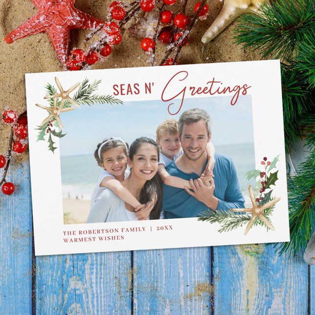 Cartes Pour Fêtes Annuelles Tropical Christmas Starfish Seas N Greys Photo (Créateur téléchargé)