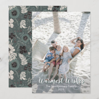 Cartes Pour Fêtes Annuelles Tropical Floral Green White Warm Wishes 