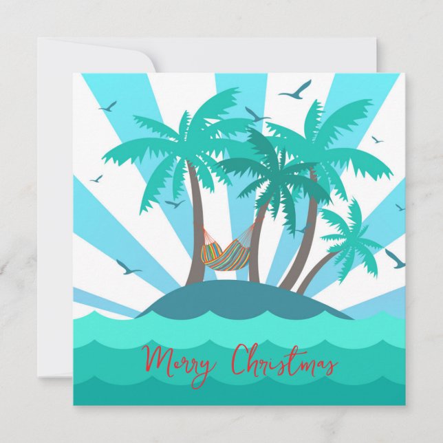Cartes Pour Fêtes Annuelles Tropical Island Palm Tree Christmas Card  (Devant)