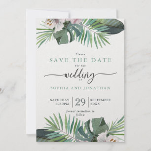 Cartes Pour Fêtes Annuelles Tropical Rustic Summer Enregistrer la date