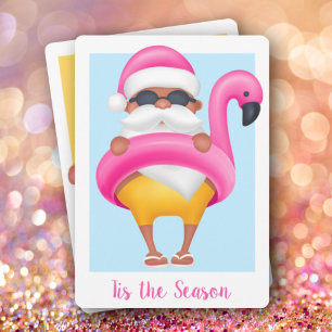 Cartes Pour Fêtes Annuelles Tropical Santa Flamingo Christmas Non-Photo