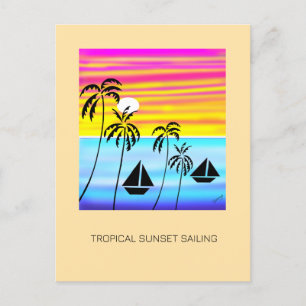 Cartes Pour Fêtes Annuelles Tropical Summer Sunset Sailing