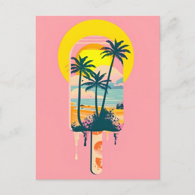 Cartes Pour Fêtes Annuelles Tropical Summer Sunset Sweets Paradise (Devant)
