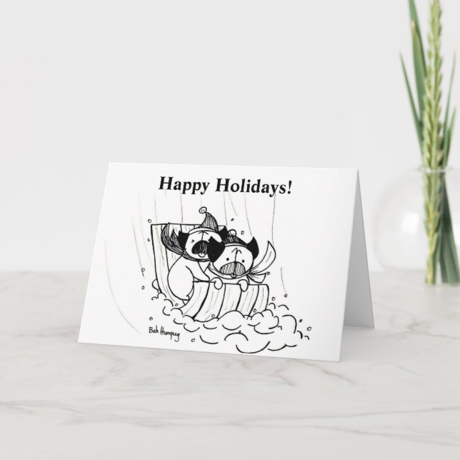 Cartes Pour Fêtes Annuelles Trottinette Bouledogues (Devant)