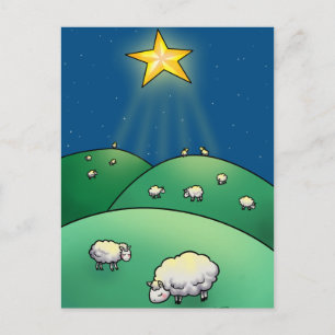 Cartes Pour Fêtes Annuelles Troupeau des moutons sous l'étoile de Noël