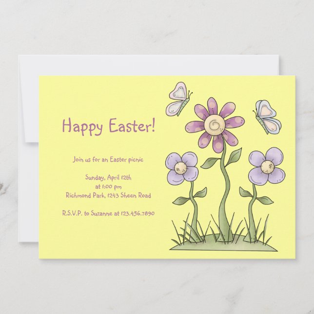 Cartes Pour Fêtes Annuelles Trucs de Printemps · Fleurs Violettes & Papillons (Devant)
