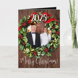 Cartes Pour Fêtes Annuelles Trump Christmas 2023 Wreath Photo Holiday Greeting