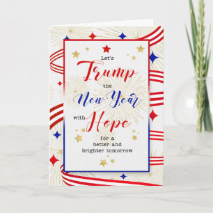 Cartes Pour Fêtes Annuelles Trump la nouvelle année avec espoir rouge blanc et