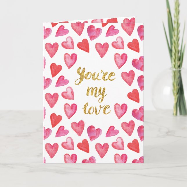 Cartes Pour Fêtes Annuelles Tu es mon amour Coeurs romantiques rouges (Devant)