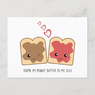 Cartes Pour Fêtes Annuelles Tu es mon beurre d'arachide à ma Jelly Kawaii Cute