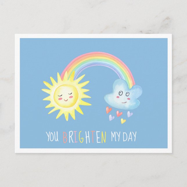 Cartes Pour Fêtes Annuelles Tu illumines Mon Jour | Rainbow Kids Valentine (Devant)