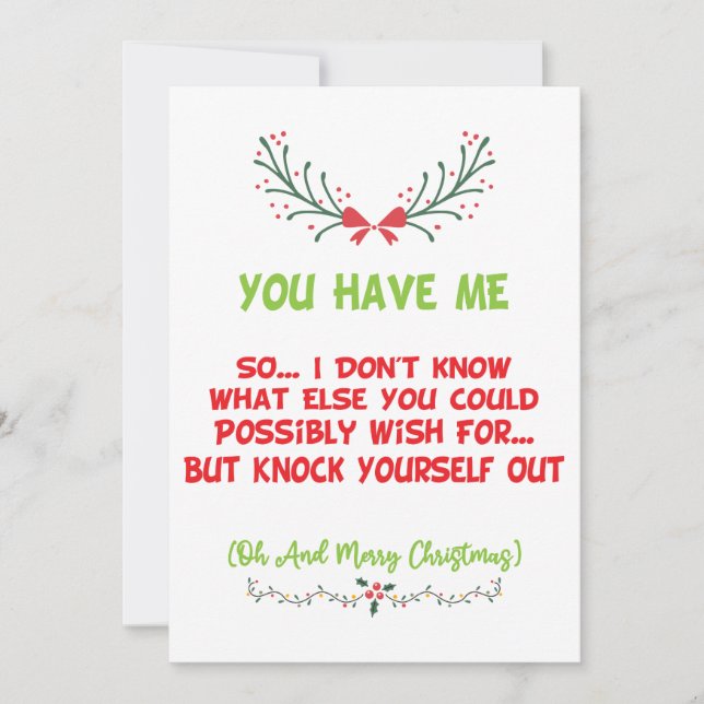Cartes Pour Fêtes Annuelles Tu M'As Drôle Noël (Devant)