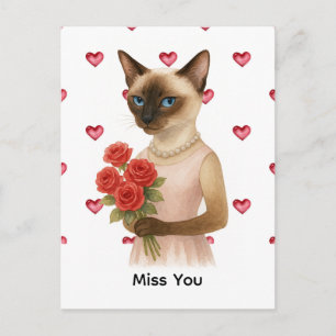 Cartes Pour Fêtes Annuelles Tu me manques de la part de la mère du chat siamoi