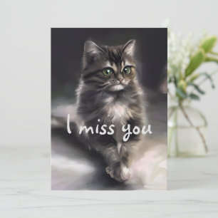 Cartes Pour Fêtes Annuelles Tu me manques le chat gris