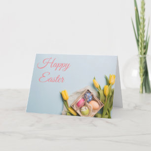 Cartes Pour Fêtes Annuelles Tulipes jaunes et oeufs de Pâques