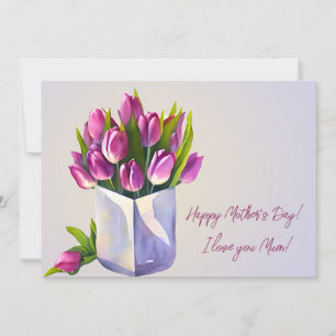 Cartes Pour Fêtes Annuelles Tulips Bouquet Purple Joyeuse fête des mères