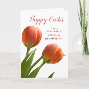 Cartes Pour Fêtes Annuelles Tulips Happy Easter Friend and Her Husband