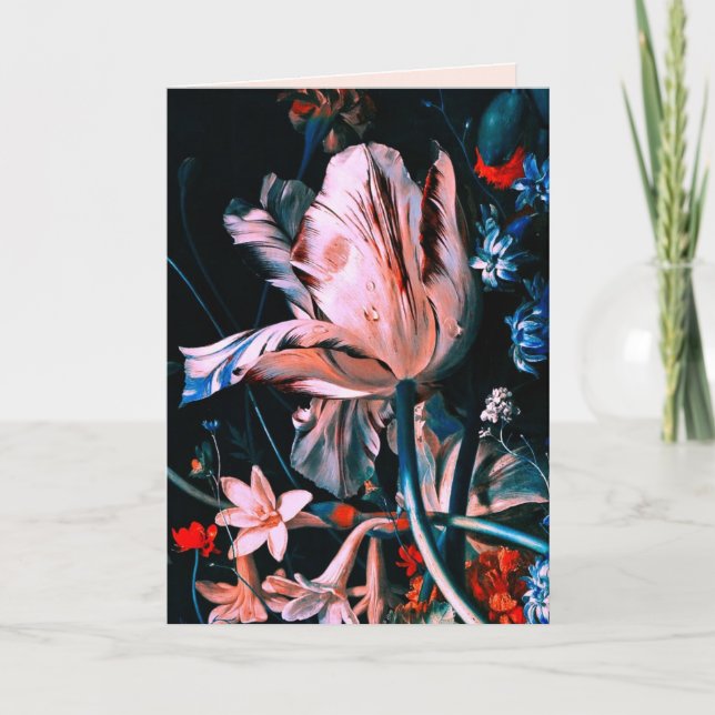 Cartes Pour Fêtes Annuelles TULIPS ROSE BLANC, CUPIDES, FLEURS Saint-Valentin (Devant)