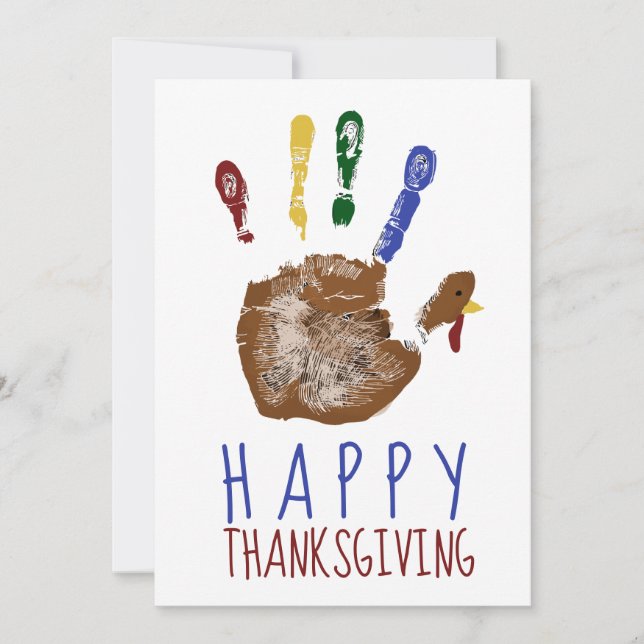 Cartes Pour Fêtes Annuelles Turquie Bon thanksgiving pour enfant à empreinte m (Devant)