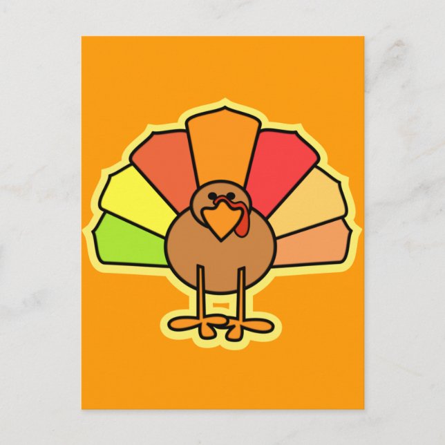 Cartes Pour Fêtes Annuelles Turquie Caricature mignonne Thanksgiving Design (Devant)