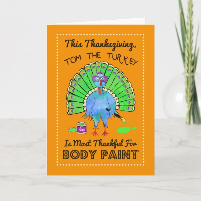 Cartes Pour Fêtes Annuelles Turquie Habillée Comme Un Pic Drôle Thanksgiving (Devant)
