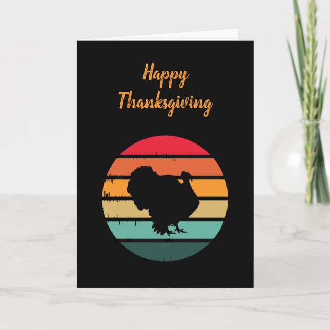 Cartes Pour Fêtes Annuelles Turquie Oiseau Thanksgiving Distressed coucher de  (Devant)