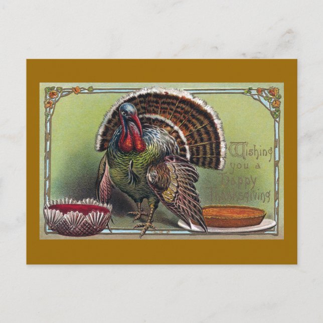 Cartes Pour Fêtes Annuelles Turquie, Sauce aux canneberges et tarte Citrouille (Devant)