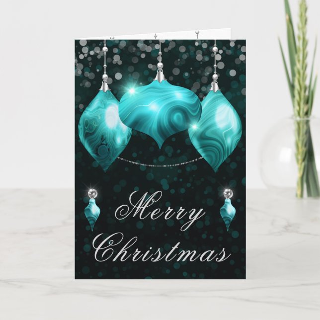 Cartes Pour Fêtes Annuelles Turquoise Agate Baubles Noël Dîner (Devant)